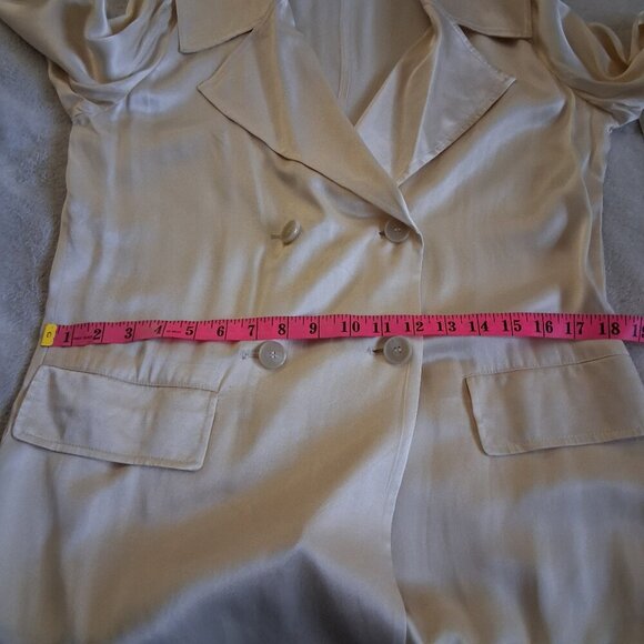 Something Navy NWT Women's S Ivory Grand Lapel Satin Long Trench Coat *FLAWS* - Picture 11 of 16